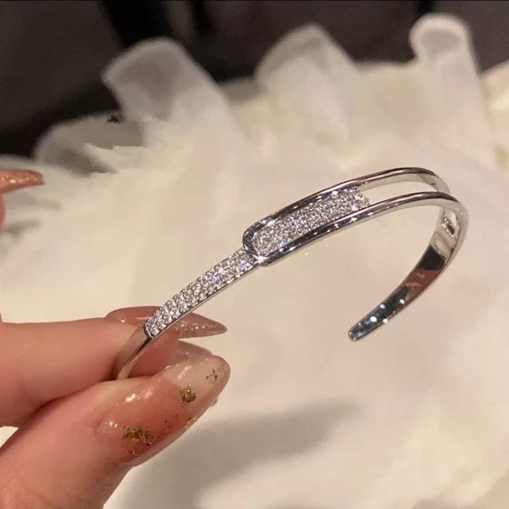 Luxury Trendy Silver Bangle Bracelet